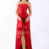abito lungo paiette cuore HC7459 ROSSO MARICLA ELEGANCE 
