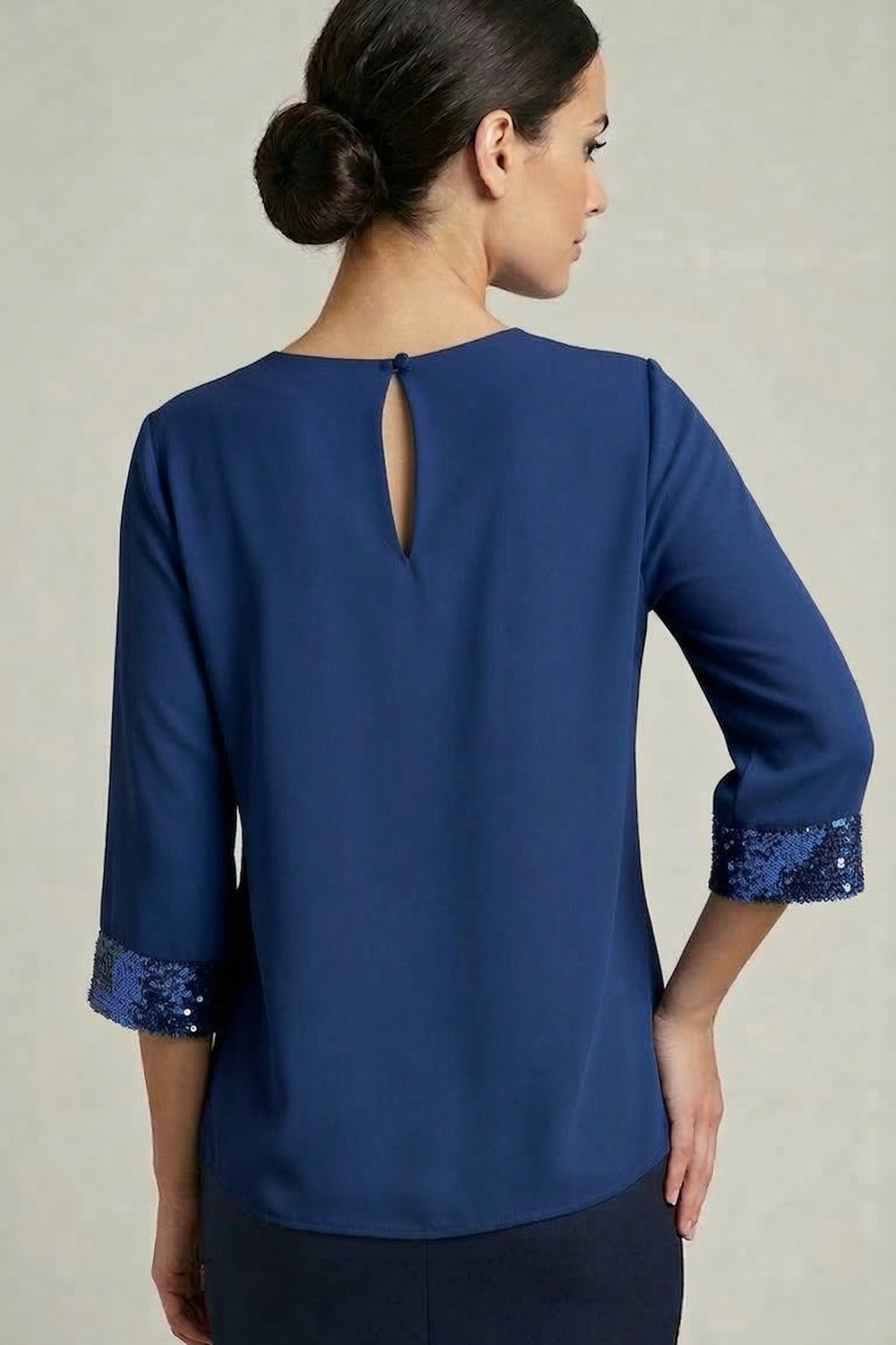 Blusa Elegante con Polsini in Paillettes FFSUSY BLU MARICLA 