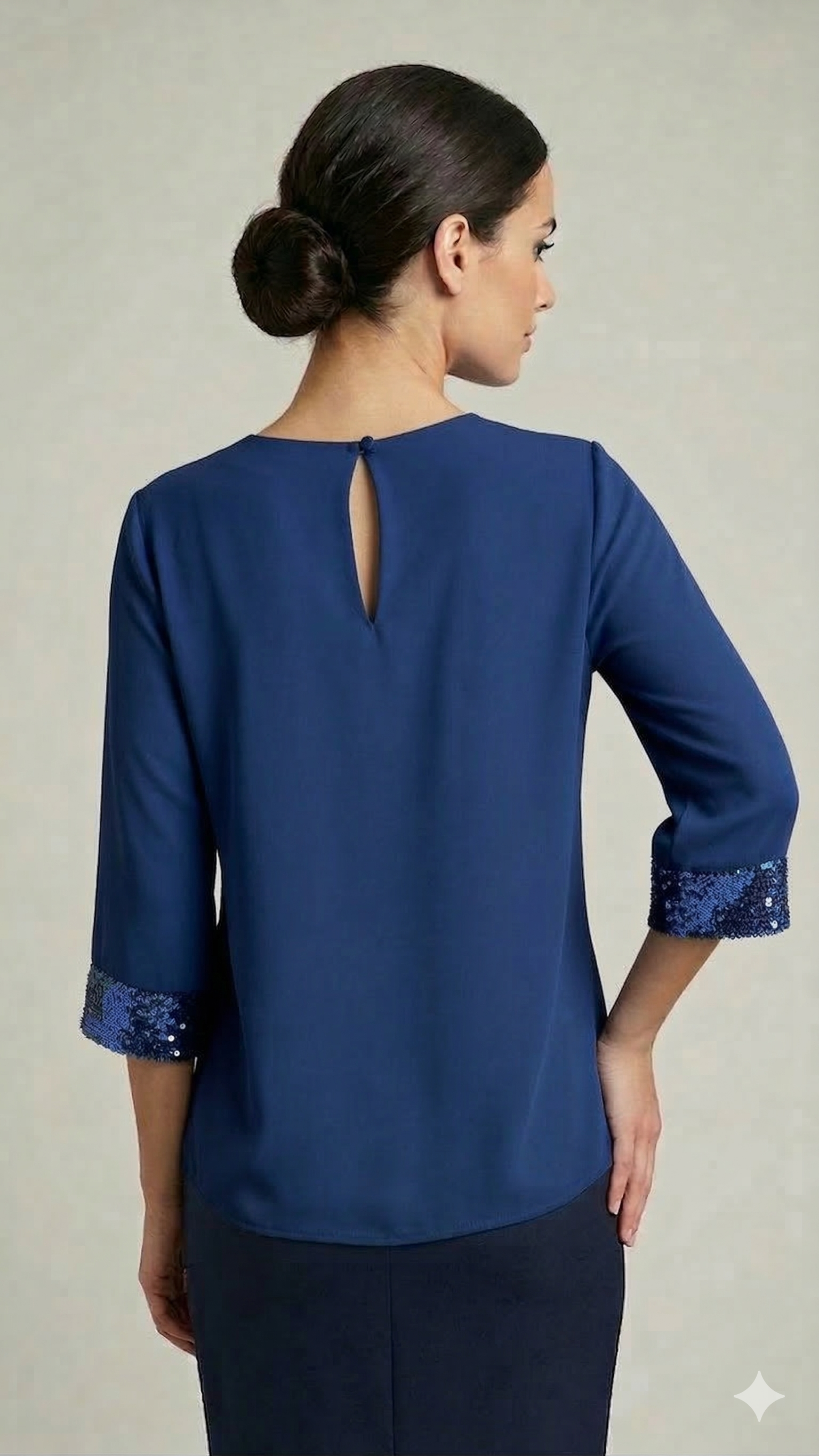 Blusa Elegante con Polsini in Paillettes FFSUSY BLU MARICLA 