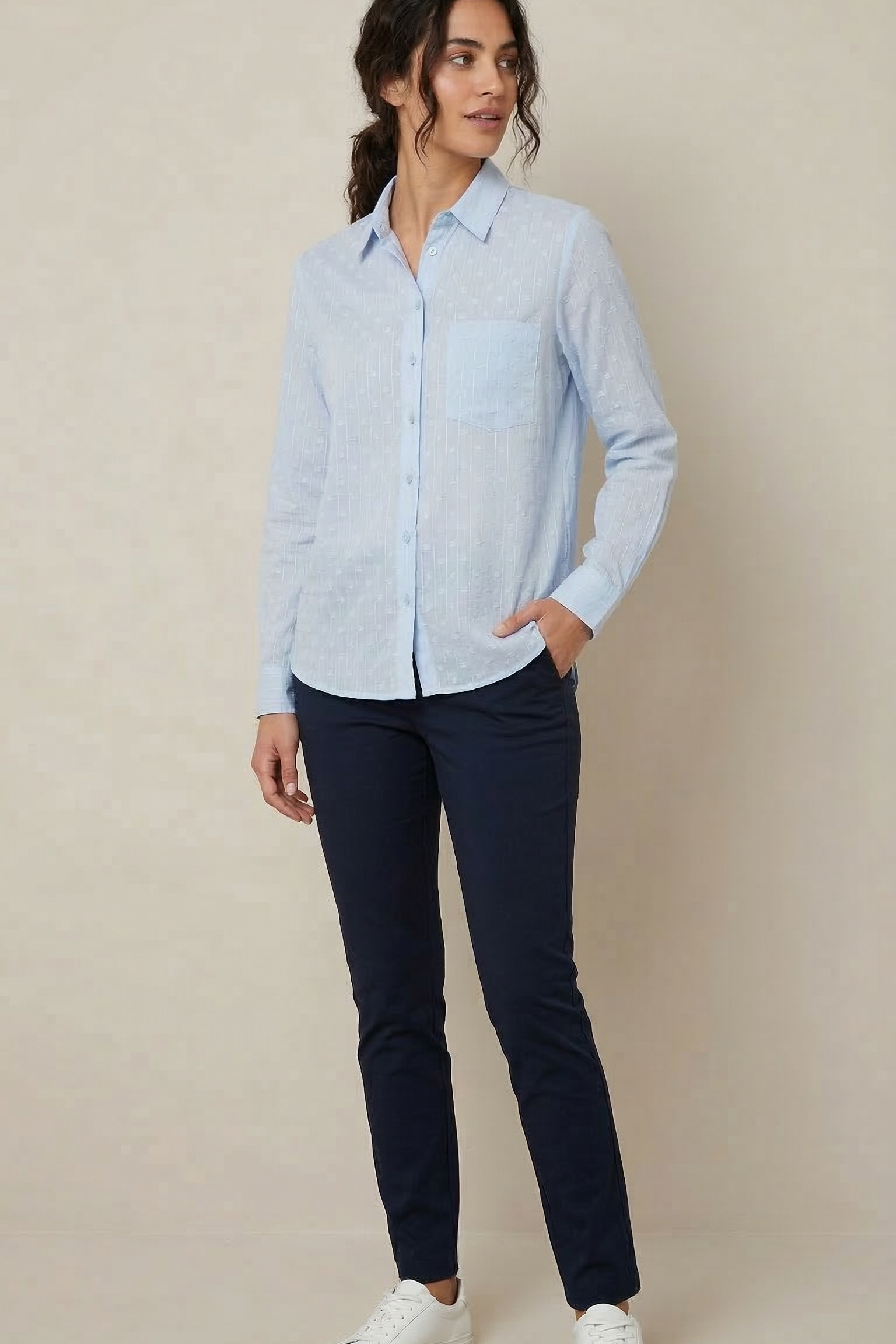 camicia operata LIN458 CELESTE MARICLA 