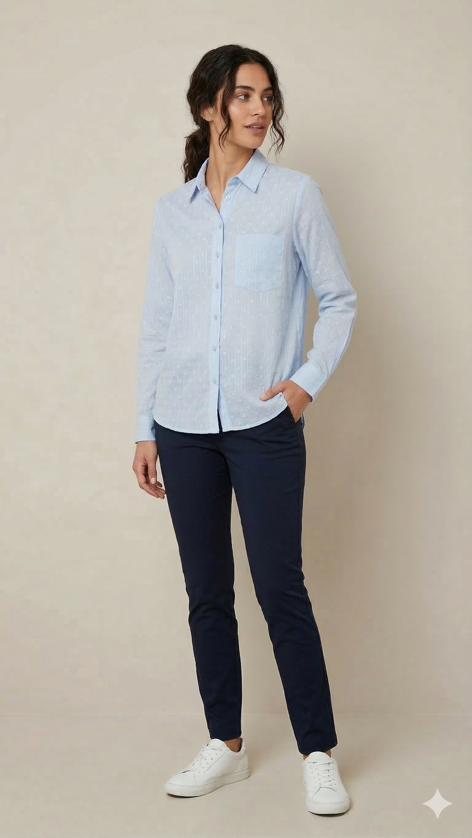 camicia operata LIN458 CELESTE MARICLA 