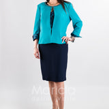 tubino ricamo con bolero ricamo PF3170 BLU PAOLA FORTI 