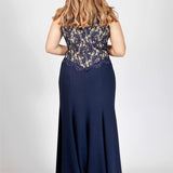 Abito ricamato<BR/> CLO60524 BLU MARICLA ELEGANCE 