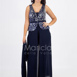 tuta con baschina effetto glitter PF508 BLU PAOLA FORTI 