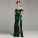 abito con trasparenza e spacco HC5226 VERDE MARICLA ELEGANCE 