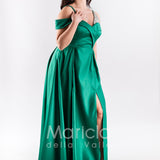 abito lungo con triangolo pietre JC35147 VERDE MARICLA ELEGANCE 