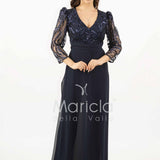 tuta con manica paiette SH905TU BLU SHARON 