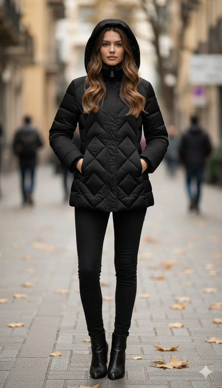 Giaccone piumino con cappuccio LIN3458 NERO LINDAS 