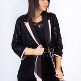 3 pz giacca paiette SH3010 NERO SHARON 
