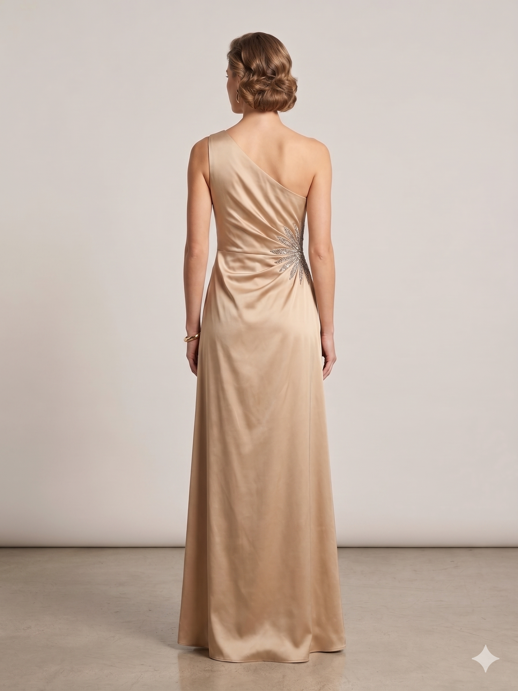 abito con applicazione strass laterale FI7684 ORO MARICLA ELEGANCE 