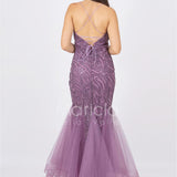 abito lungo glitter con triangoli toulle FI7269 LAVANDA MARICLA ELEGANCE 
