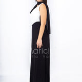 abito lungo bicolore RG009 NERO/BIANCO GIGLI CERIMONIA 