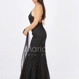 abito luingo paiette incrocio FI7105 NERO MARICLA ELEGANCE 