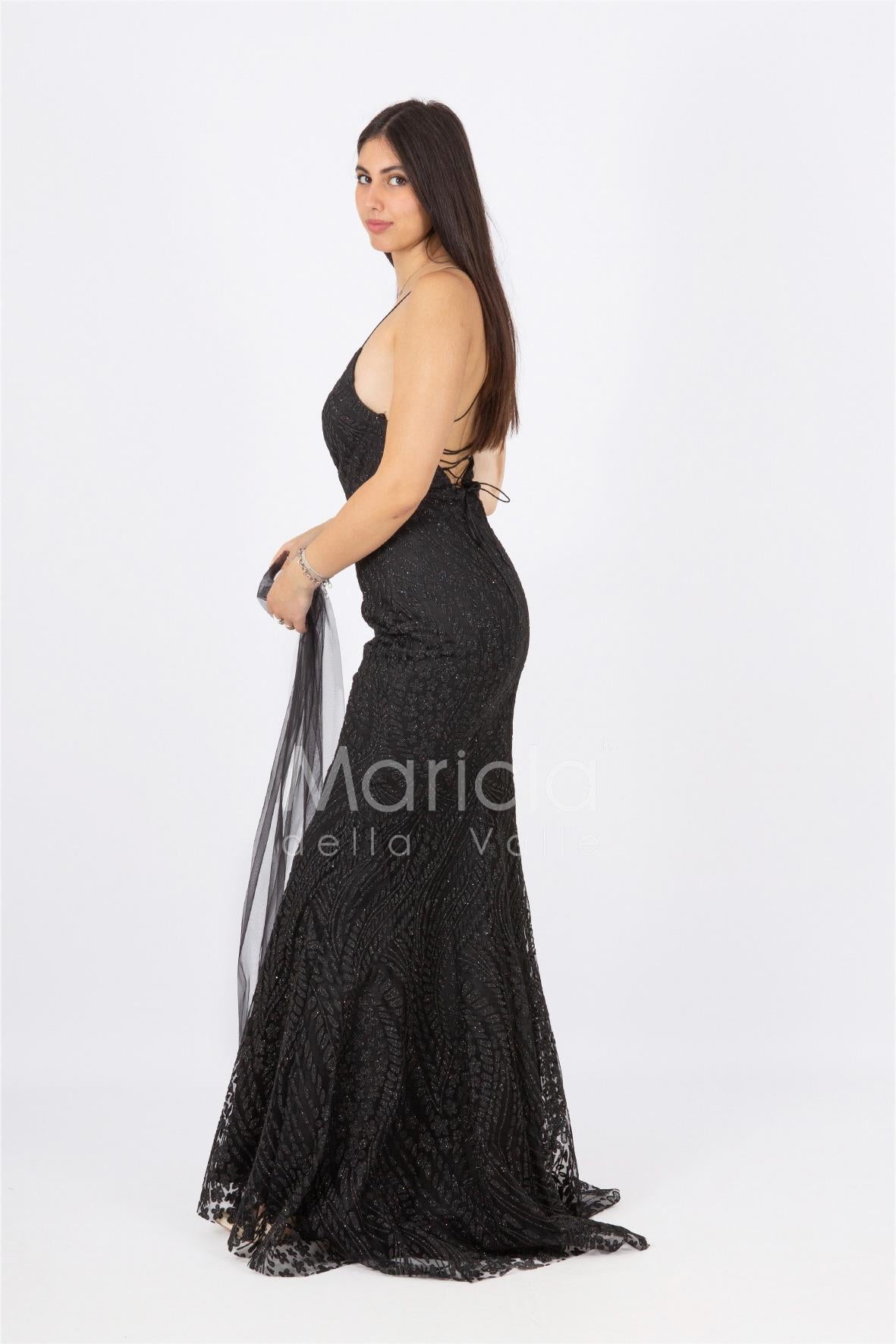 abito luingo paiette incrocio FI7105 NERO MARICLA ELEGANCE 