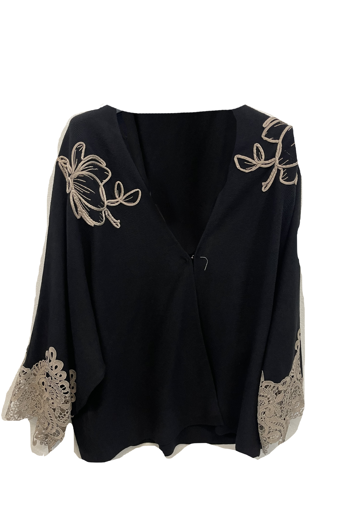 Cardigan Aperto con Ricami Floreali A26IMP01972 NERO MARICLA 