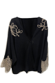 Cardigan Aperto con Ricami Floreali