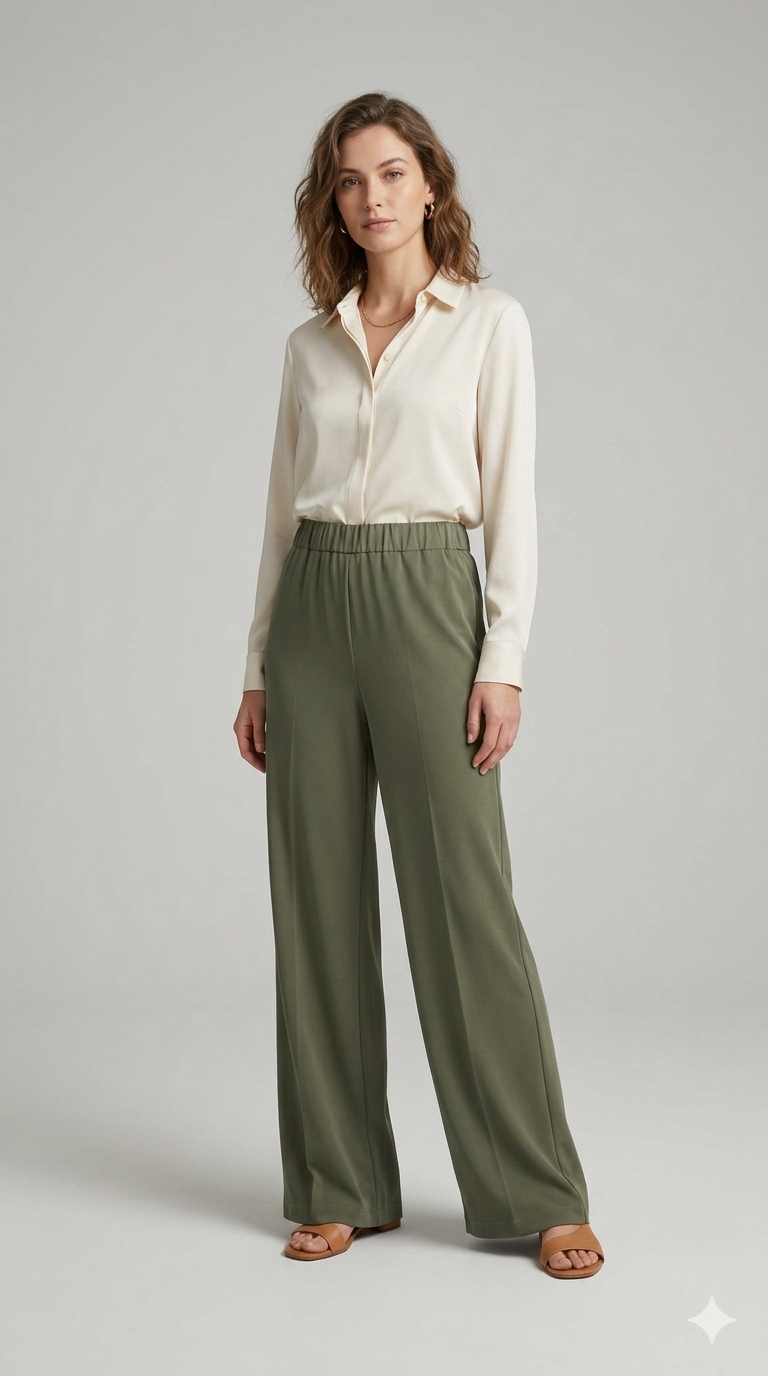 pantalone palazzo punto milano viscosa FFLORENZA MILITARE MARICLA 