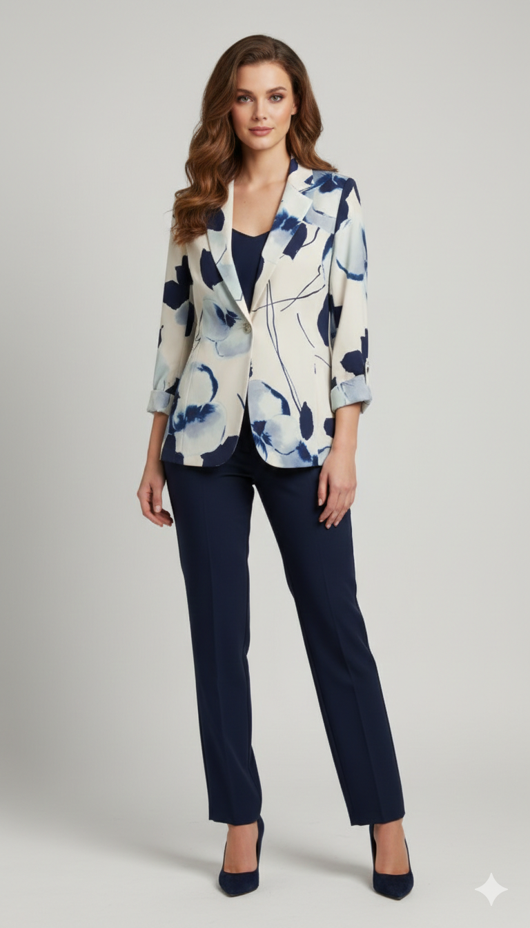 tailleur con giacca fantasia ATENA BLU MARICLA 