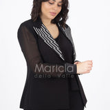 tailleur collo ricamo PF416 NERO PAOLA FORTI 