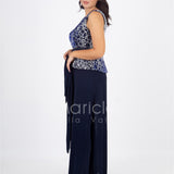 tuta con baschina effetto glitter PF508 BLU PAOLA FORTI 