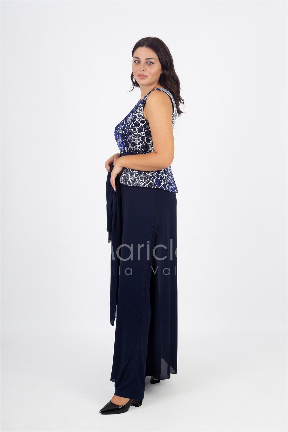 tuta con baschina effetto glitter PF508 BLU PAOLA FORTI 