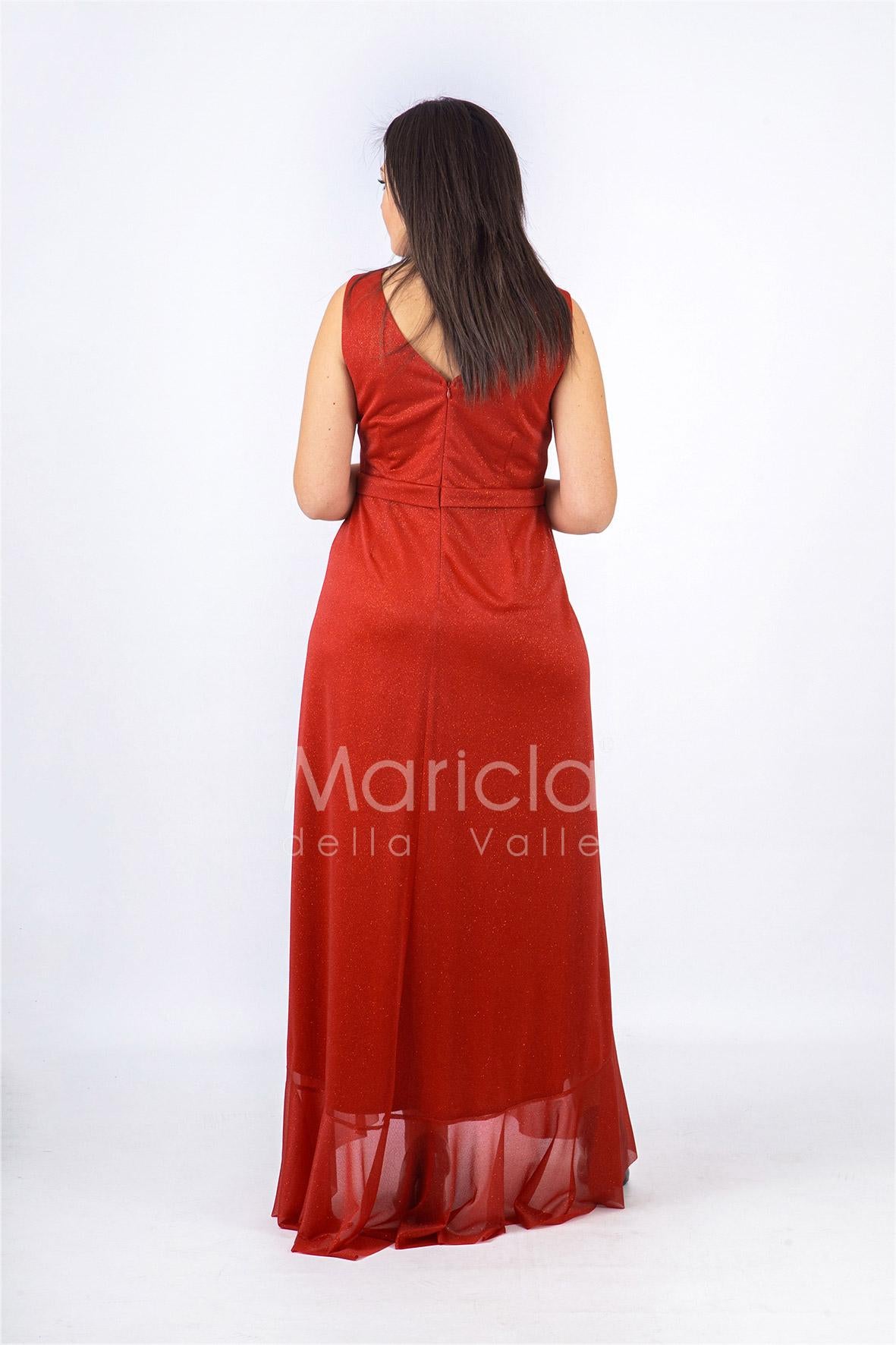 abito con rouche JC34896 ROSSO MARICLA ELEGANCE 