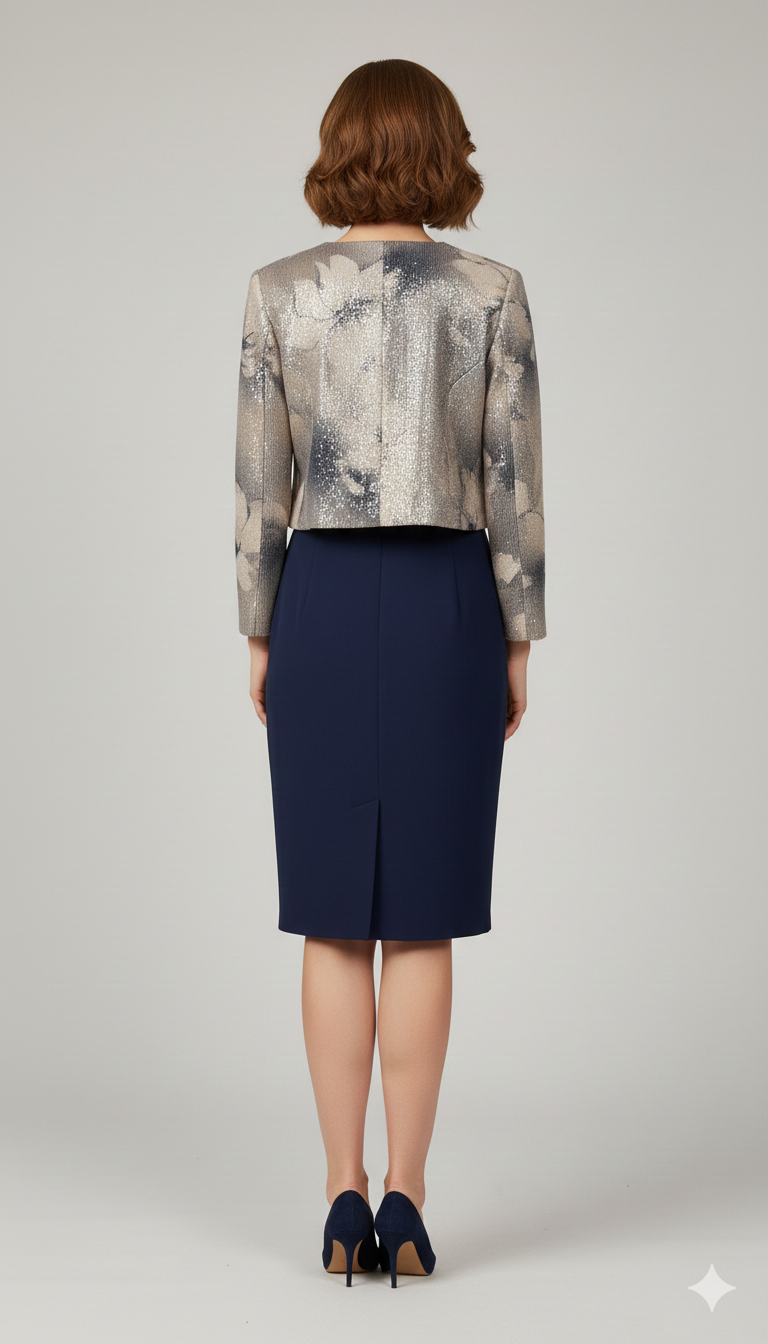 Tubino con giacchino e paillettes LH214AG BLU LUDOVICA HASSLER 