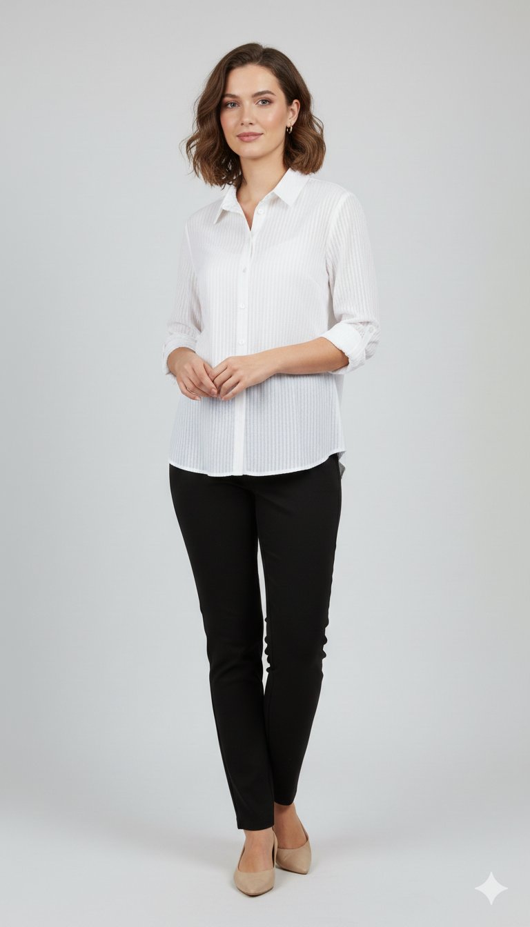 camicia pizzo LIN423 BIANCO MARICLA 