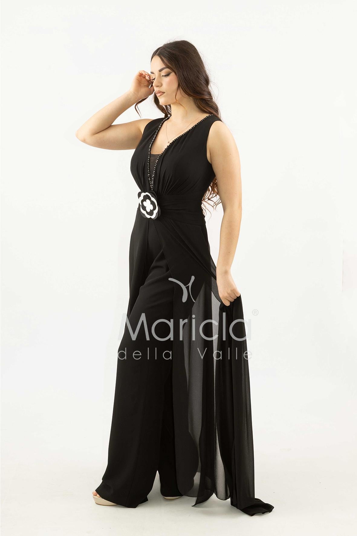 tuta con fiore SH901TU NERO SHARON 