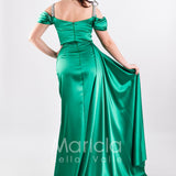 abito scollo pietre con fusciacca JC35121 VERDE MARICLA ELEGANCE 