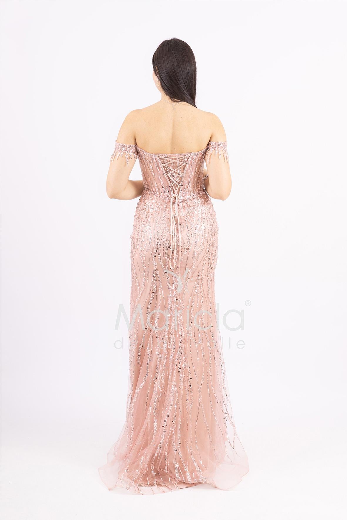 Abito a sirena scollo omerale FP881007 ROSA MARICLA ELEGANCE 