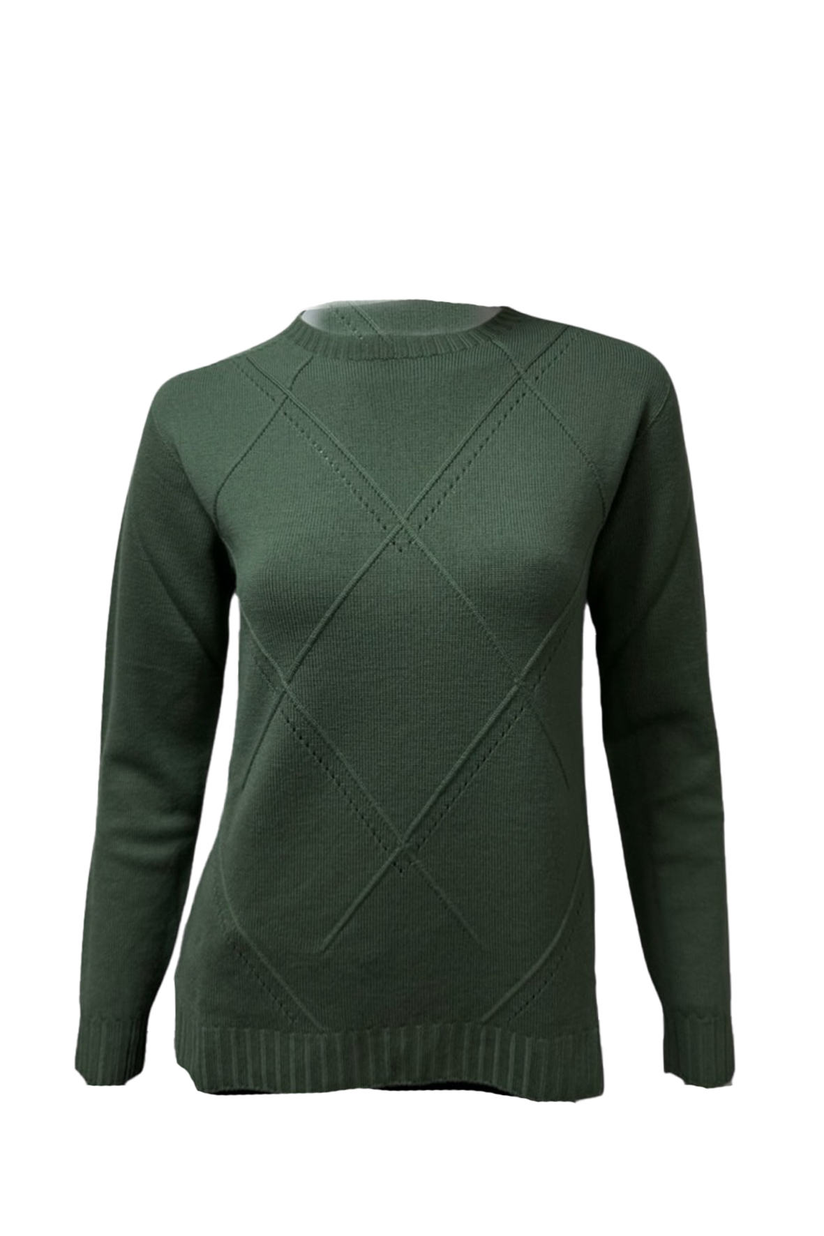 Maglia  a rombi 100% lana CF4366 MILITARE CARLA FERRONI 