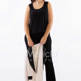 tailleur 3 pz bicolore pantalone zampa PF212TP CREMA PAOLA FORTI 
