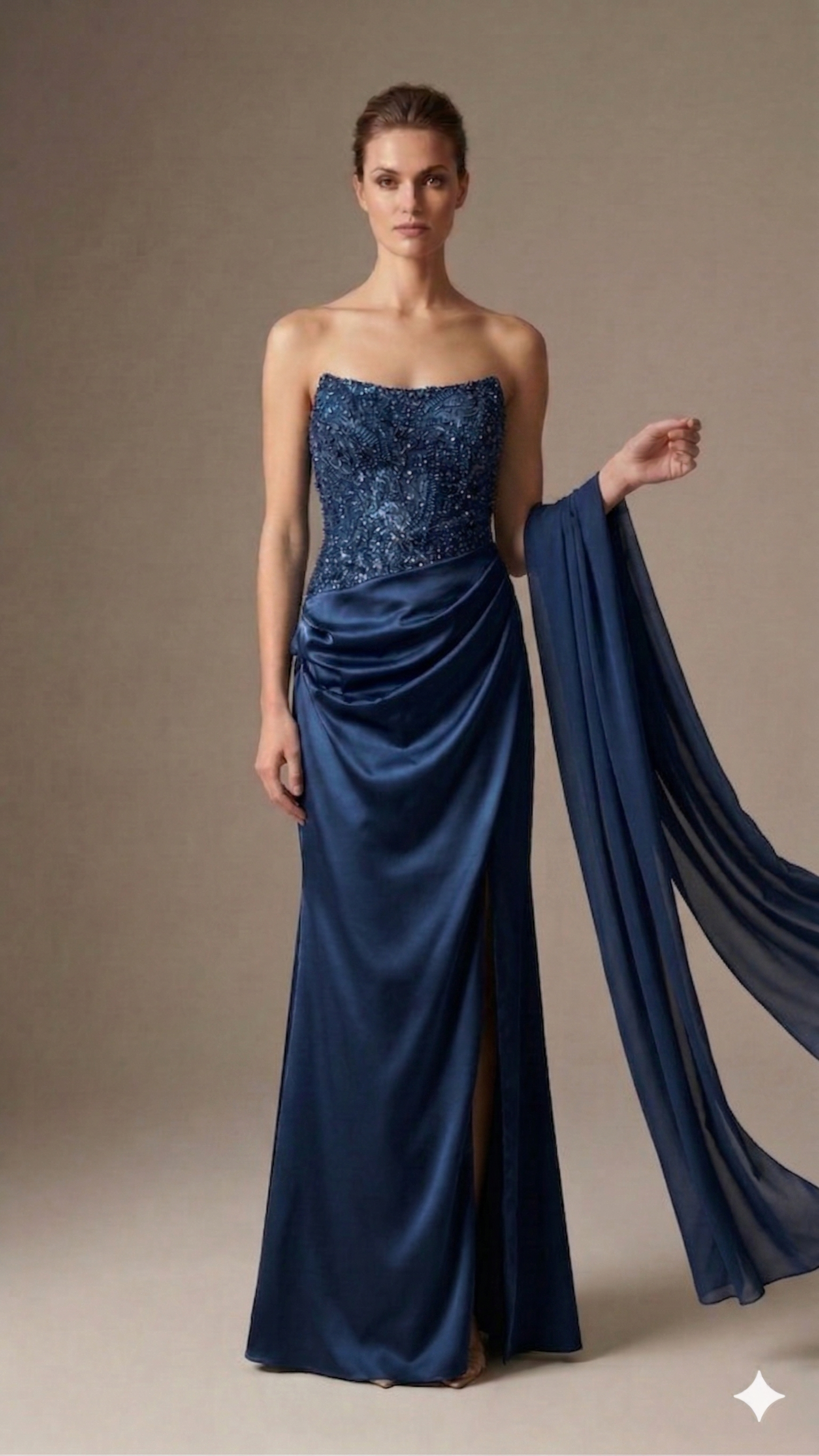 abito lungo con corpetto paiette CAR58539 BLU MARICLA ELEGANCE 