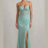 abito lungo macramè CAR58589 MENTA MARICLA ELEGANCE 
