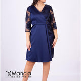 tubino con manica pizzo SP220012 BLU SONIA PENA 