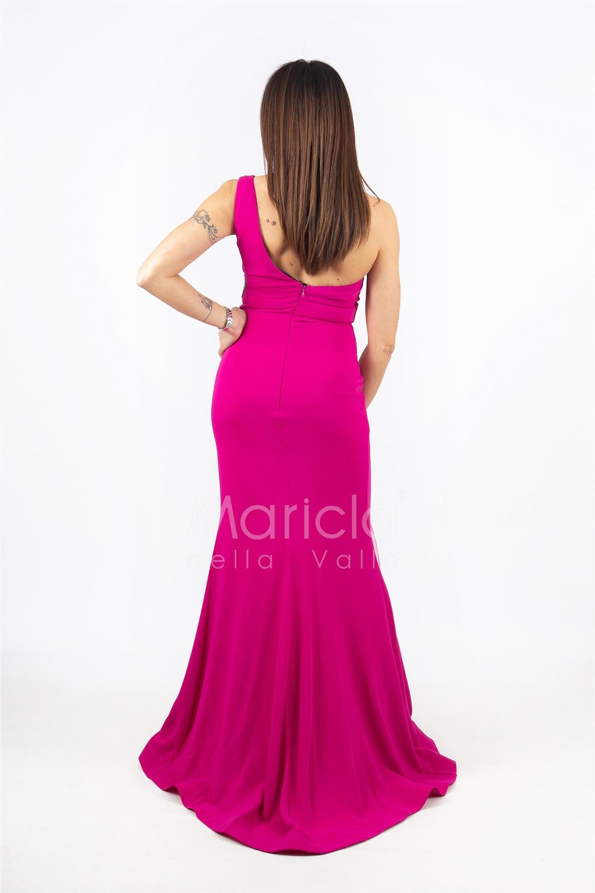abito lungo con ricamo laterale INV2319 FUCSIA MARICLA ELEGANCE 