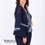 3 pezzi con bavero raso PF1400 BLU PAOLA FORTI 