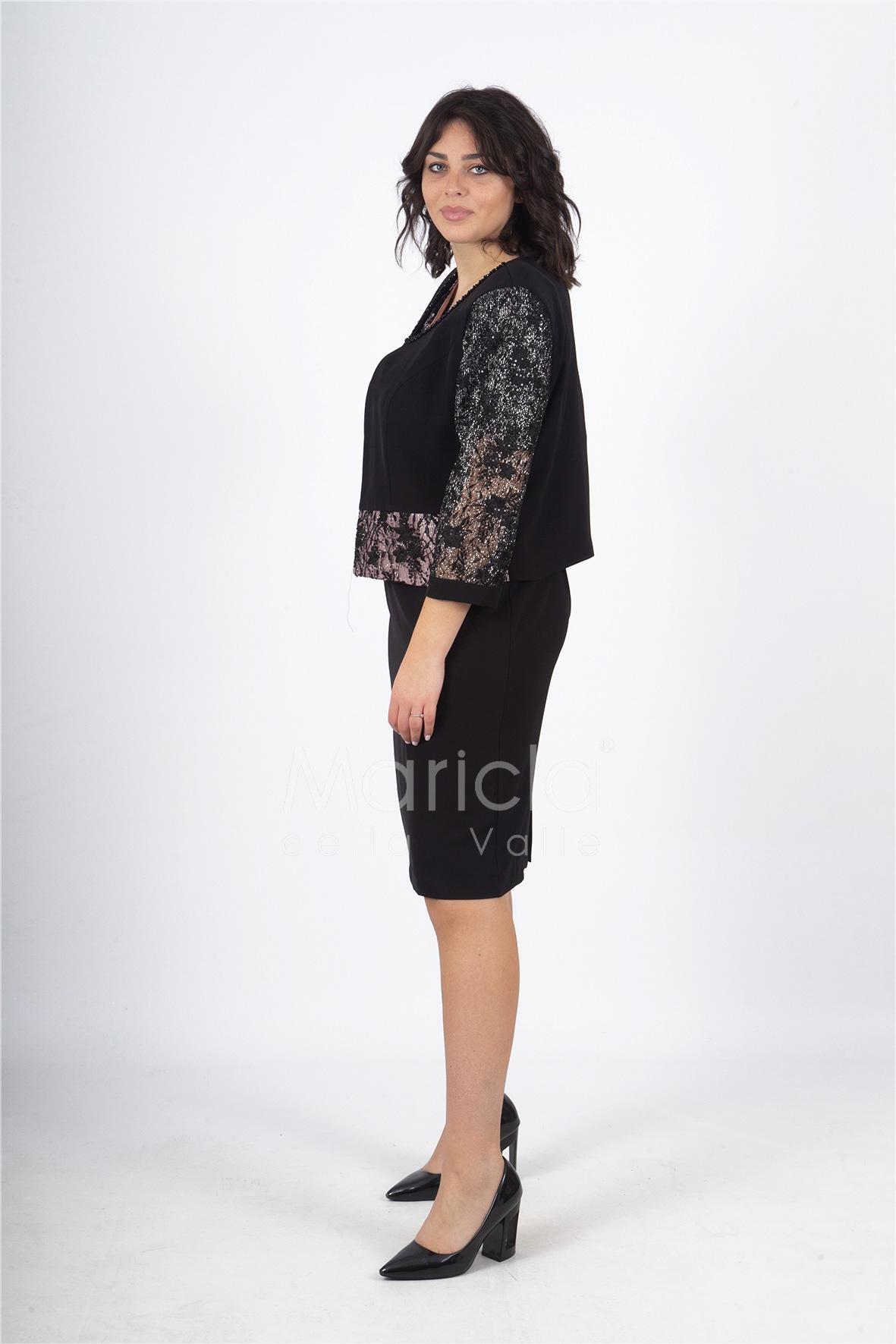 tubino con giacca ricamata PF6100 NERO PAOLA FORTI 