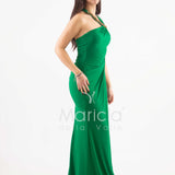 abito lungo drappeggiato catena ANT3225Y VERDE ANTILLE ELEGANCE 
