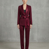 tailleur manica velo con cintura SH613TP BORDO SHARON 