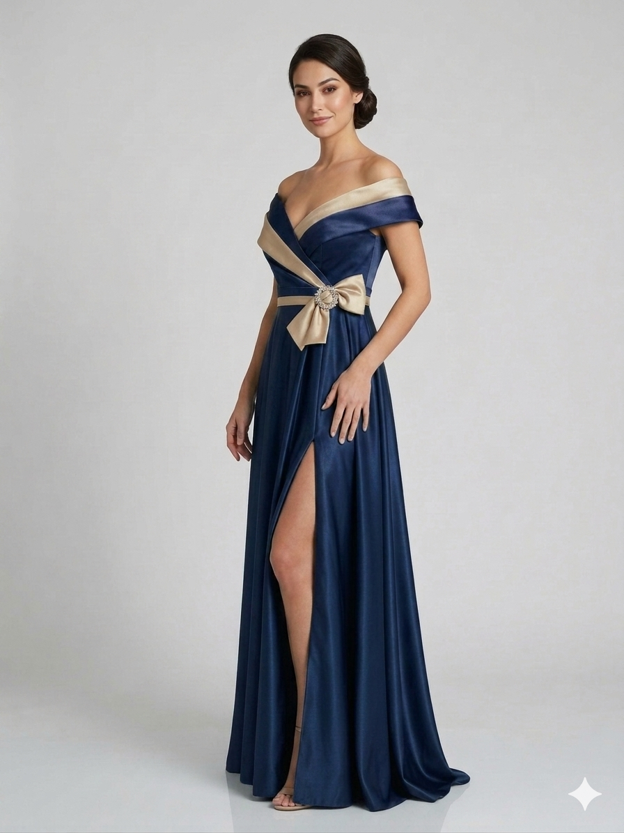 abito omerale bicolore ALC07 BLU MARICLA ELEGANCE 