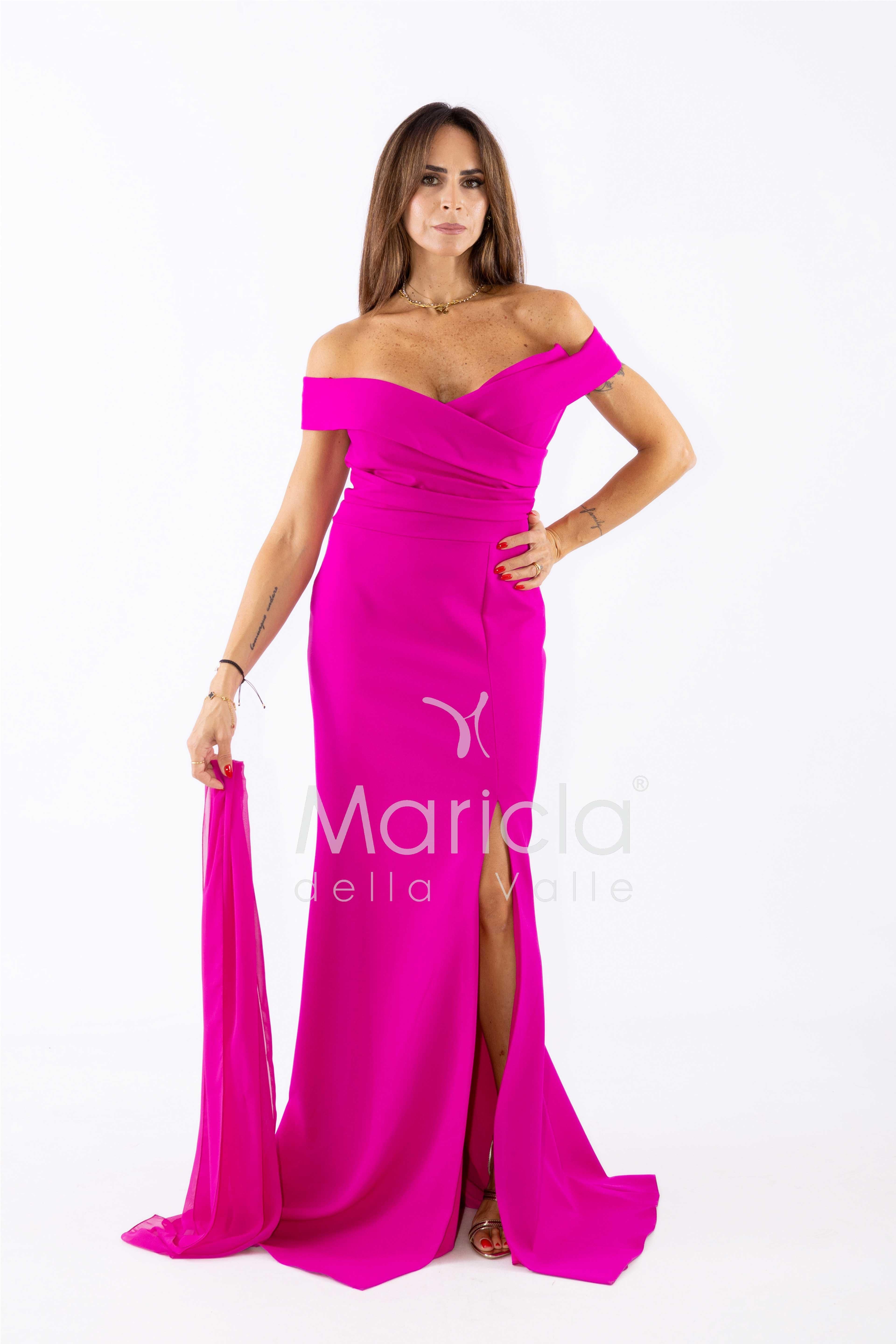 abito omerale FI7507 FUCSIA MARICLA ELEGANCE 