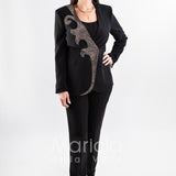 tailleur ricamo strass SH401 NERO SHARON 