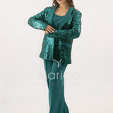 Completo in paiette tailleur  3 pezzi JC35273 VERDE MARICLA ELEGANCE 