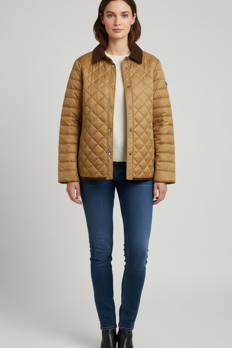 Giacca trapunta con collo in velluto EC2467 BEIGE MARICLA 