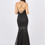 abito luingo paiette incrocio FI7105 NERO MARICLA ELEGANCE 