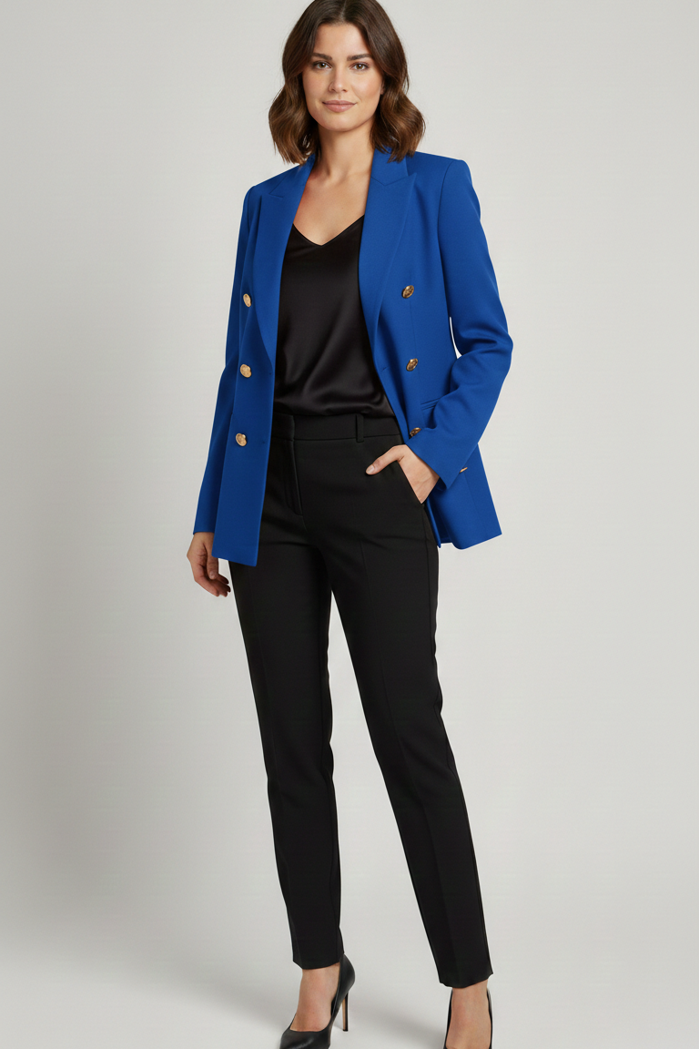 Giacca blazer tinta unita finto doppio petto ROMI4121 BLUETTE MARICLA 