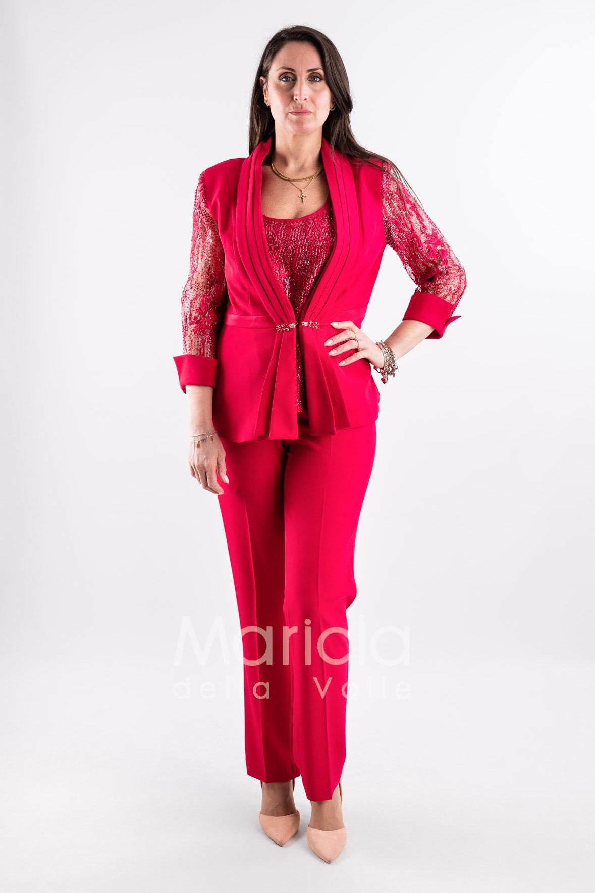 tailleur 3 pz ricamati PF217 FUCSIA PAOLA FORTI 