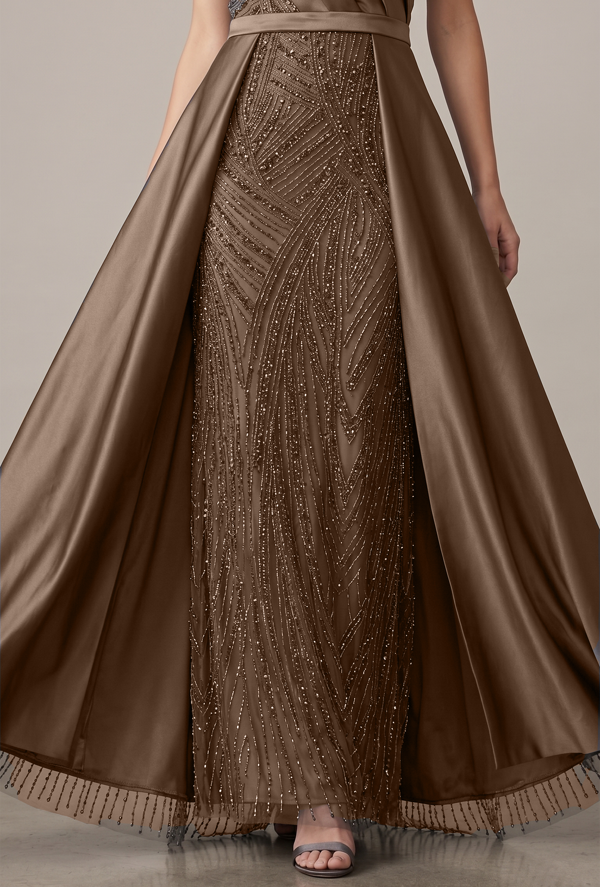 Abito a sirena con strass ALC17 VISONE MARICLA ELEGANCE 